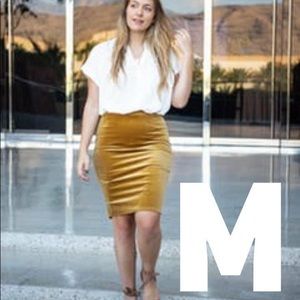 Velvet pencil skirt